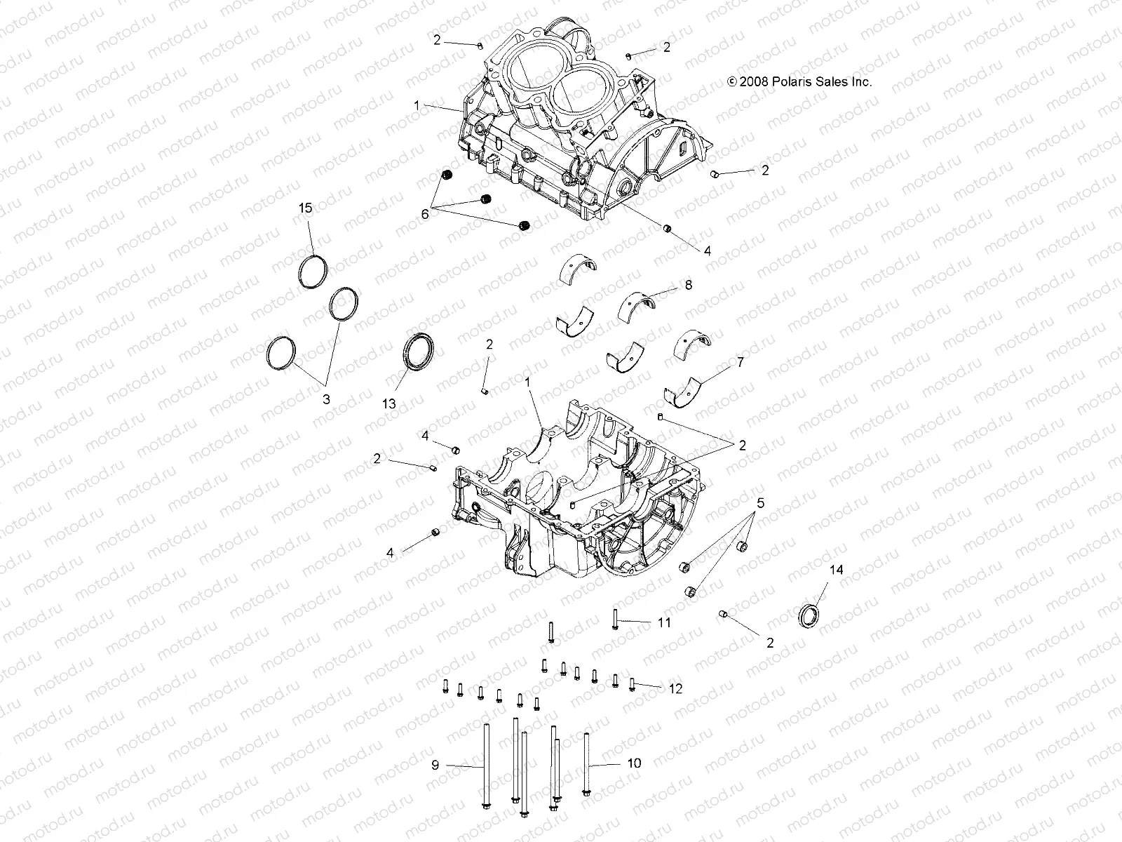 ENGINE | ENGINE, CRANKCASE - A12DN8EAF/EAH/EAR/EAW (49ATVCRANKCASE09SPXP850)