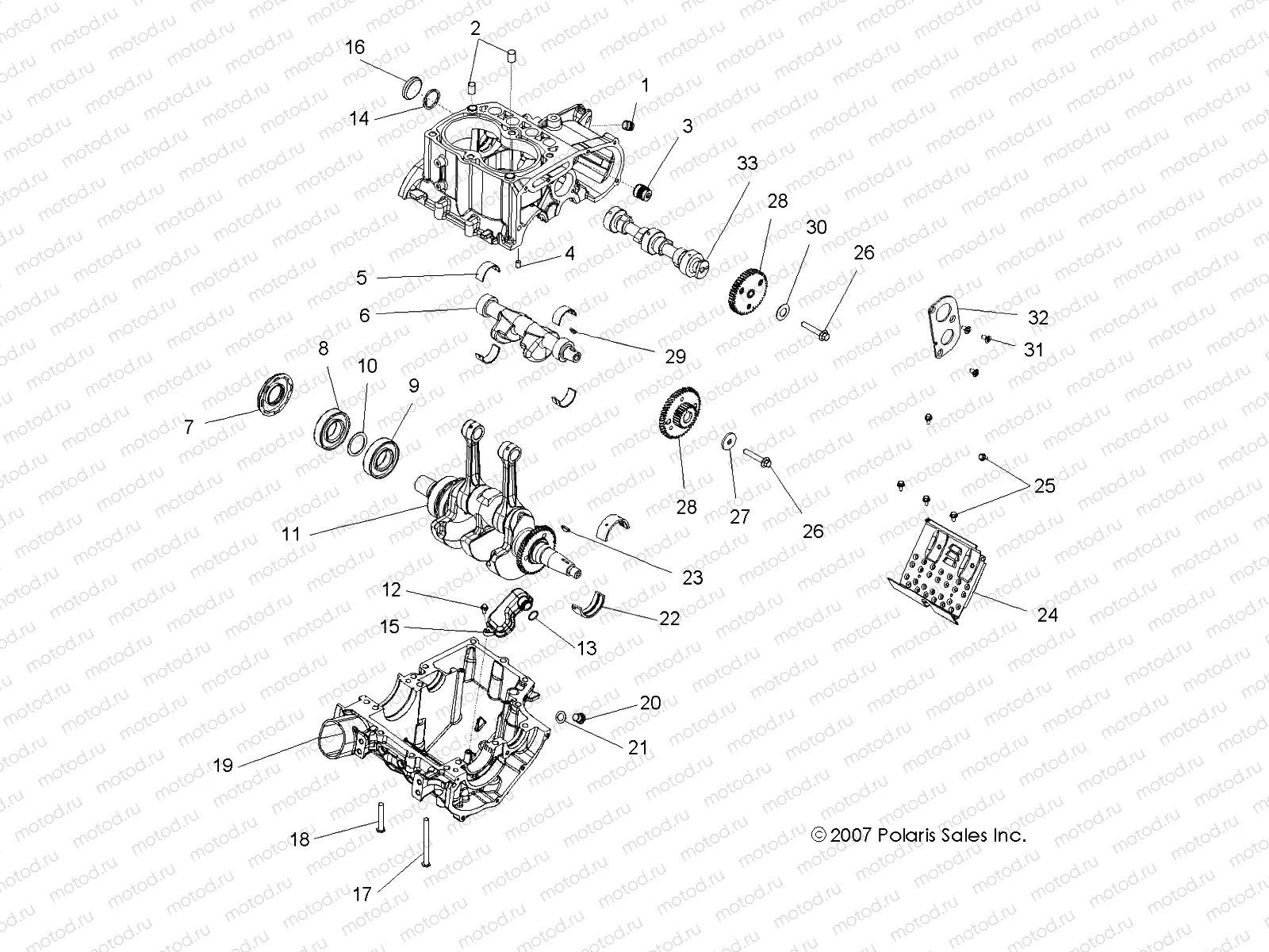 ENGINE | ENGINE, CRANKCASE and CRANKSHAFT - R10VH76 ALL OPTIONS/VY76AZ (49ATVCRANKCASE08VISTA)