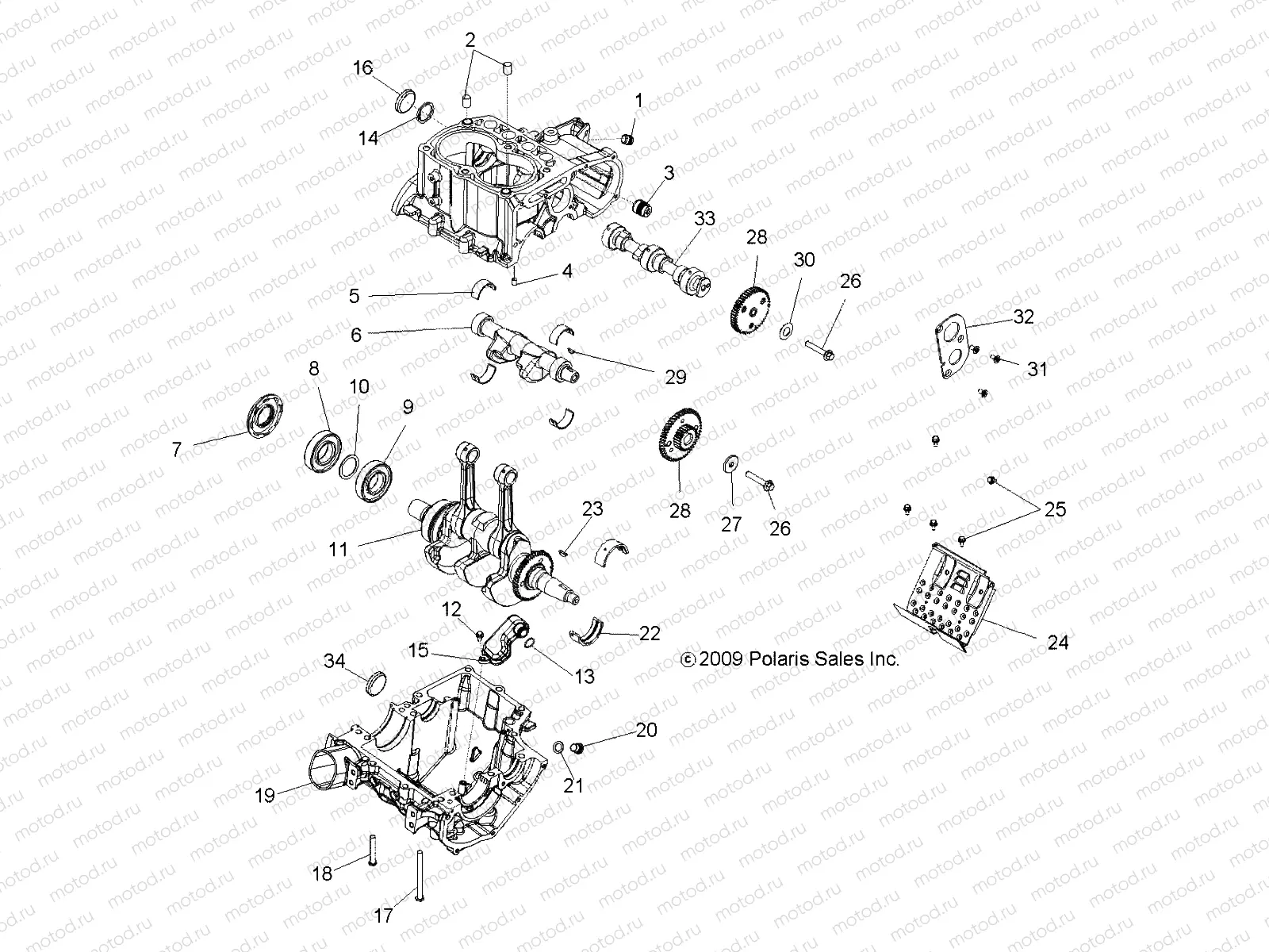 ENGINE | ENGINE, CRANKCASE and CRANKSHAFT - R11VE76AC/AD/AT/AW/AZ (49RGRCRANKCASE10RZRS)