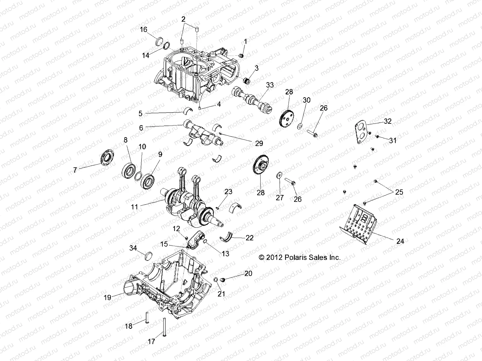 ENGINE | ENGINE, CRANKCASE and CRANKSHAFT - R13XE76AD/EAI (49RGRCRANKCASE13RZR4)