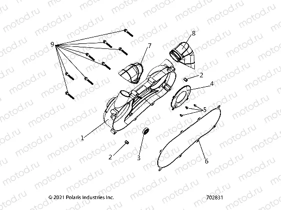 ENGINE | ENGINE, CRANKCASE COVER ASM, LEFT - Z21HCB18B2 (702831)