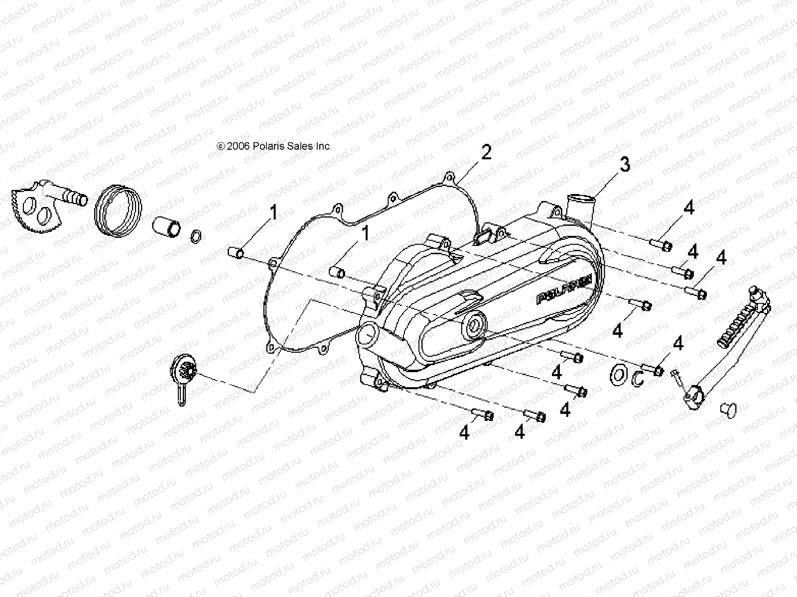 ENGINE | ENGINE, CRANKCASE COVER, LH - A08KA09AB/AC/AD (49ATVCRANKCASECVRLH07OTLW90)