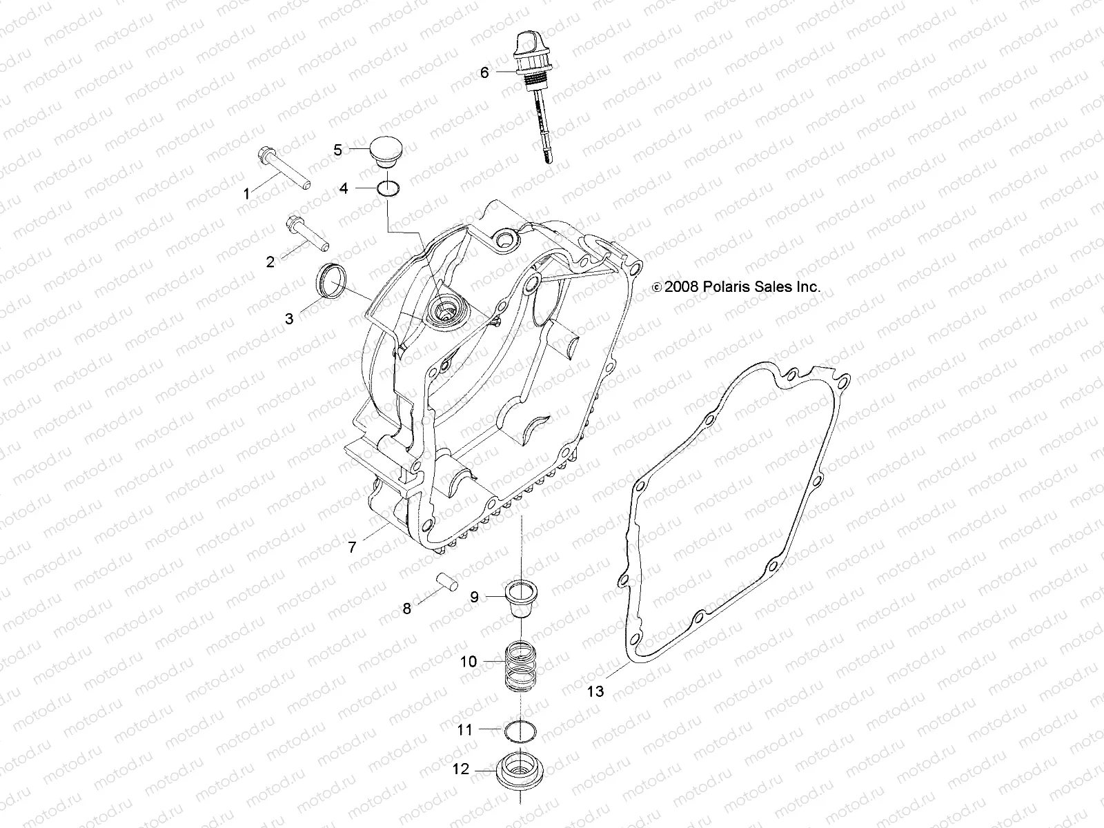 ENGINE | ENGINE, CRANKCASE COVER, RH - Z19YAV17B2/B4/N2/N4 (49RGRCRANKCVRRH09RZR170)