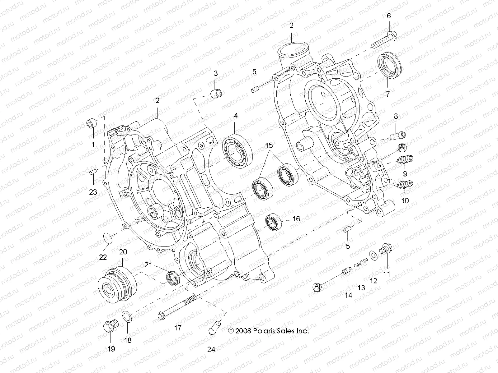 ENGINE | ENGINE, CRANKCASE - R13RH50AG/AH/AM/AR (49RGRCRANKCASE095004X4)