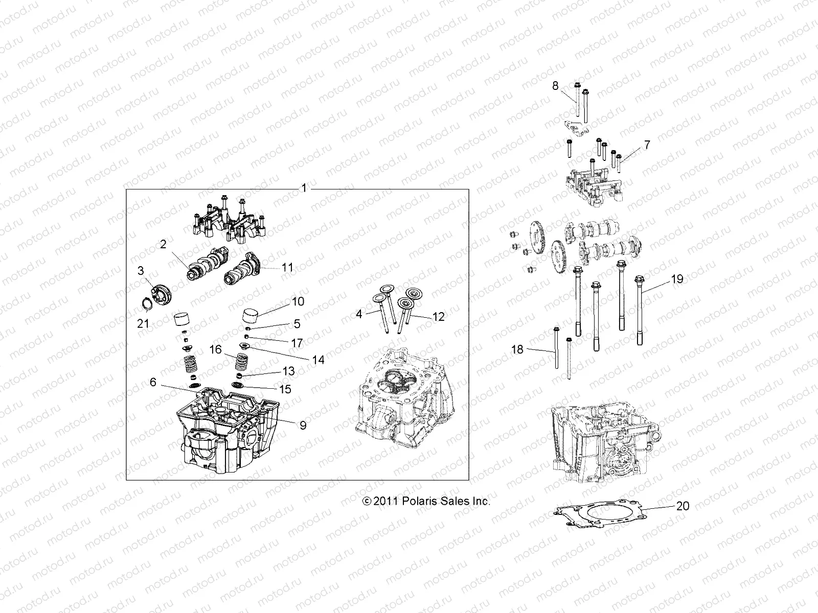 ENGINE | ENGINE, CYLINDER HEAD, CAMS and VALVES - R12VH57AD (49RGRCYLINDERHD12RZR570)