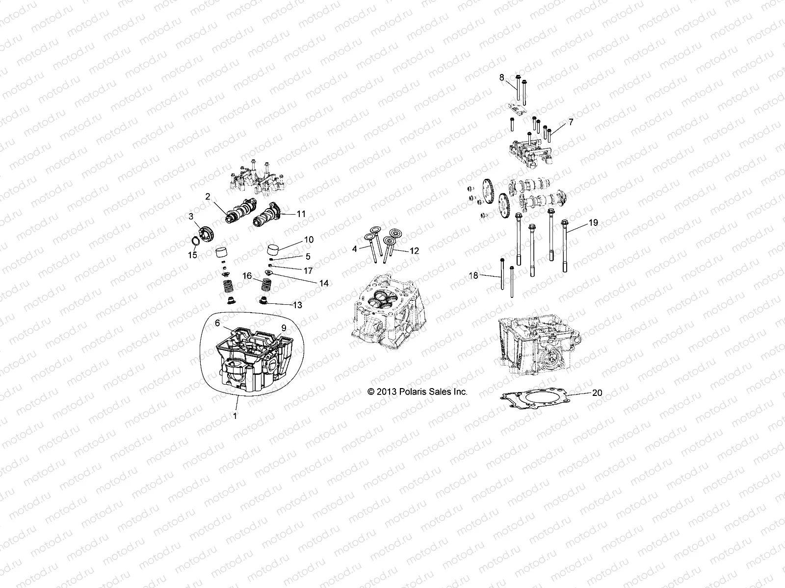 ENGINE | ENGINE, CYLINDER HEAD, CAMS and VALVES - R13VH57AD/6EAK (49RGRCYLINDERHD13RZR570)