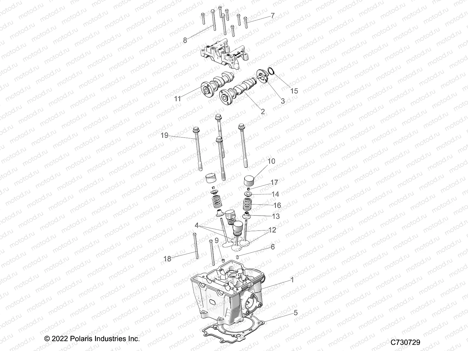 ENGINE | ENGINE, CYLINDER HEAD, CAMS and VALVES - R23CDA57A1 (C730729)