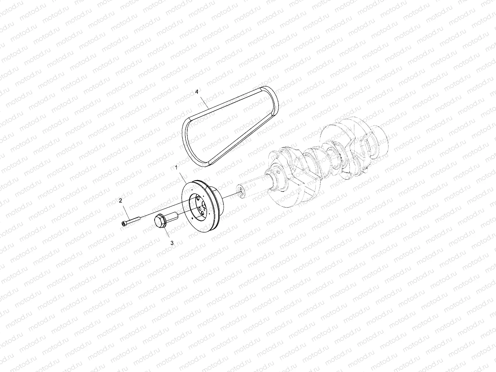 ENGINE | ENGINE, DRIVE PULLEY and DRIVE BELT - R17B1PD1AA/2P (49BRUTUSPULLEY15DSL)