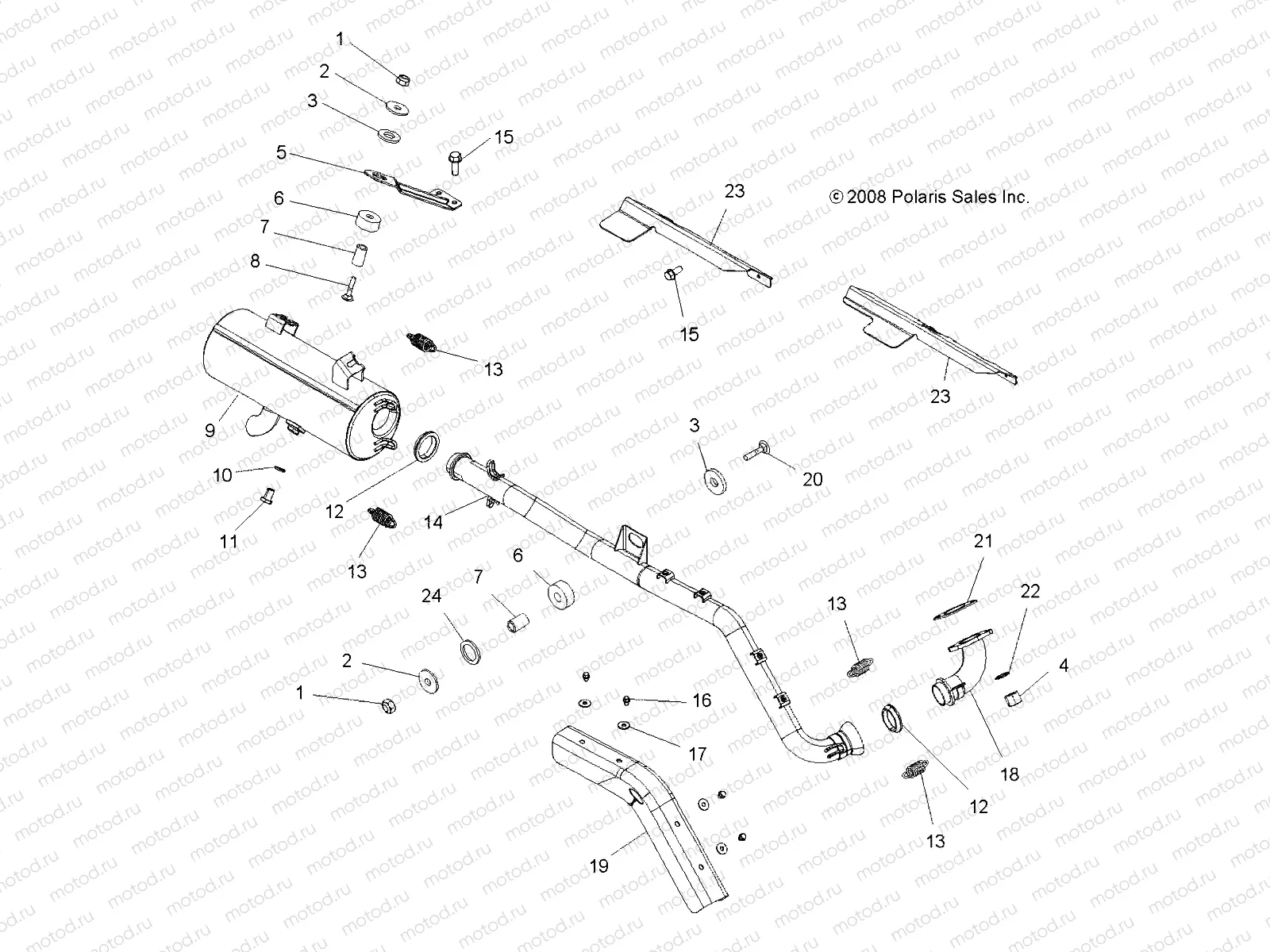 ENGINE | ENGINE, EXHAUST - A08DN50AF/AS/AW/AZ (49ATVEXHAUST08SPTRG500)