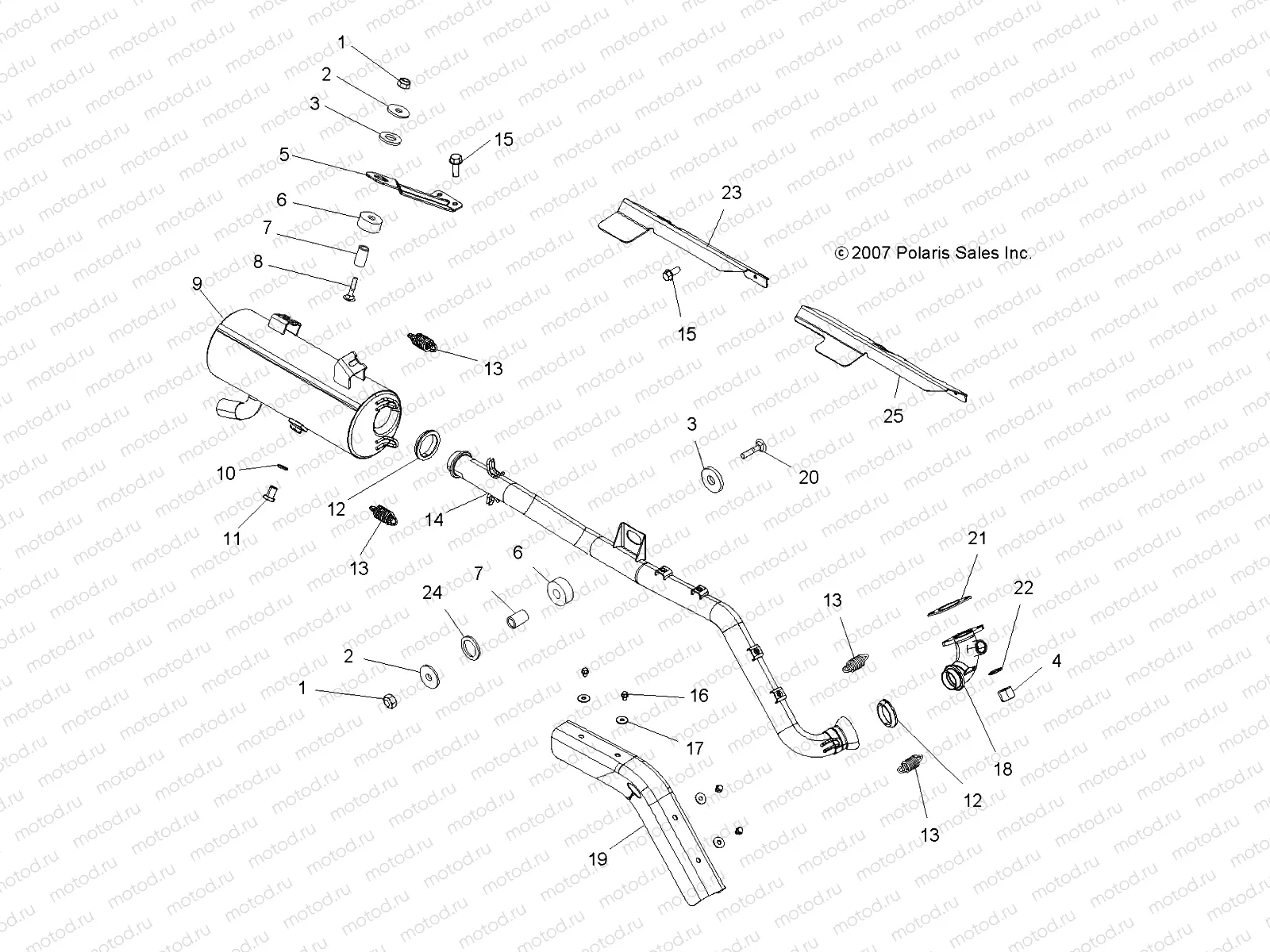ENGINE | ENGINE, EXHAUST - A08DN50EA (49ATVEXHAUST08SPTRG500QD)