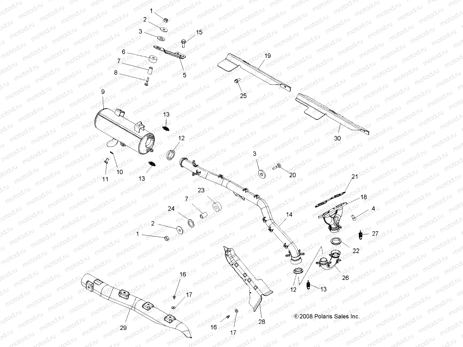 ENGINE | ENGINE, EXHAUST - A08DN76FC (49ATVEXHAUST08SPTRG800)