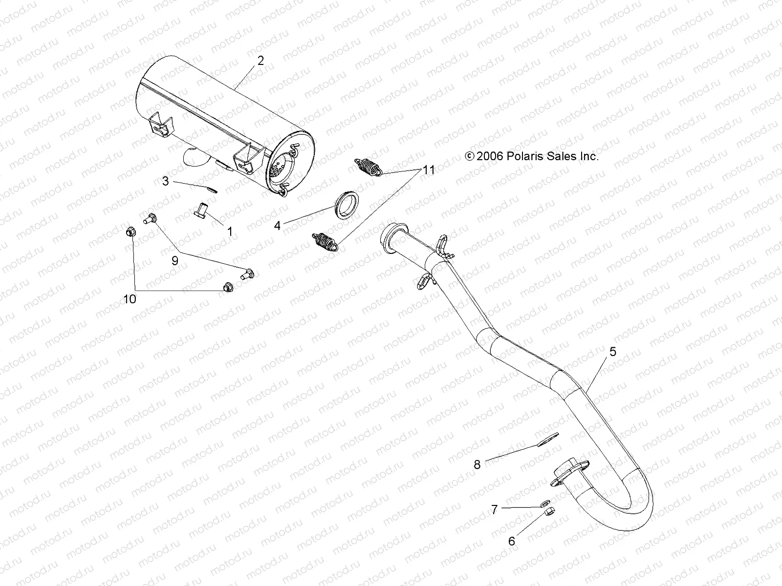 ENGINE | ENGINE, EXHAUST - A08LH27AW/AX/AZ (49ATVEXHAUST07HAWK)