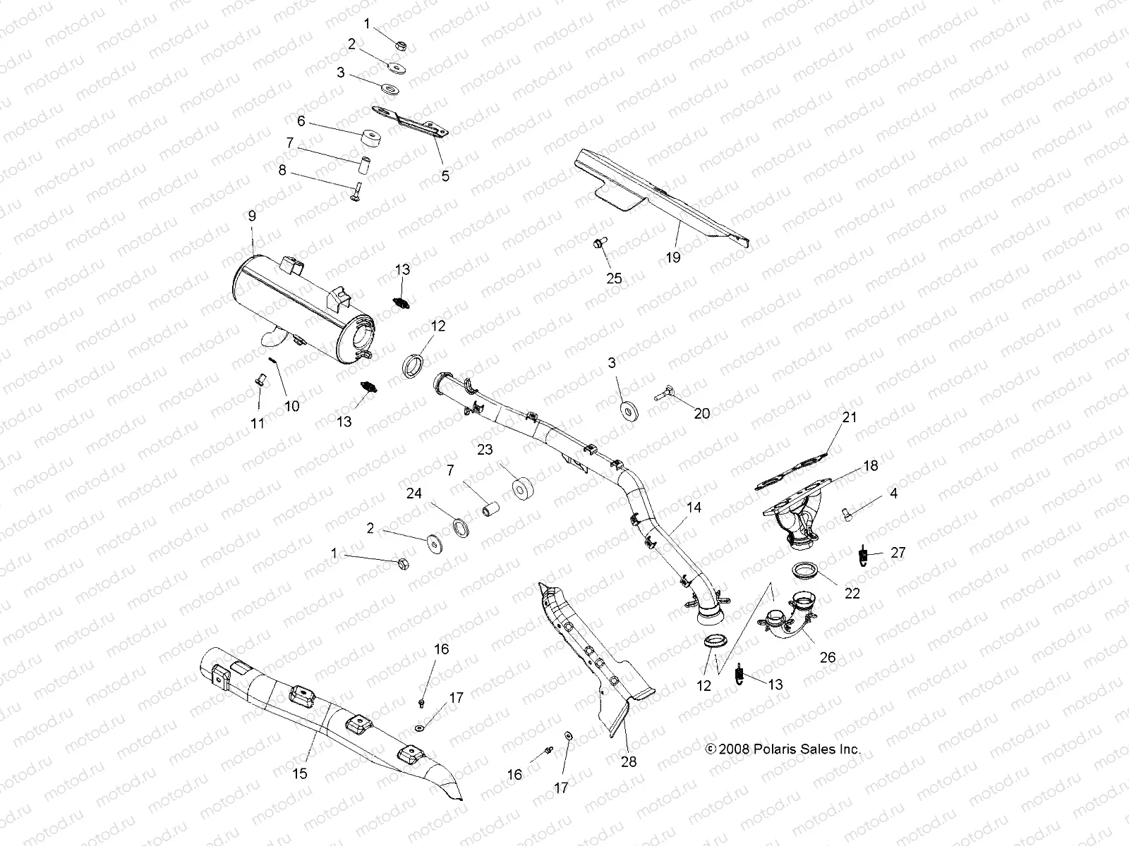 ENGINE | ENGINE, EXHAUST - A09DN76AB/AL/AY (49ATVEXHAUST09SPTRG800)