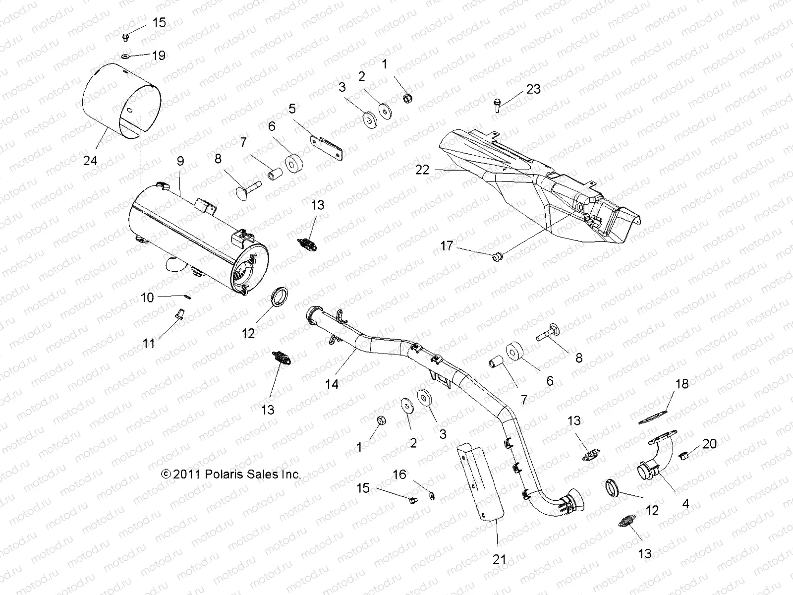 ENGINE | ENGINE, EXHAUST - A14MN50EM/EA (49ATVEXHAUST12SP500TR)