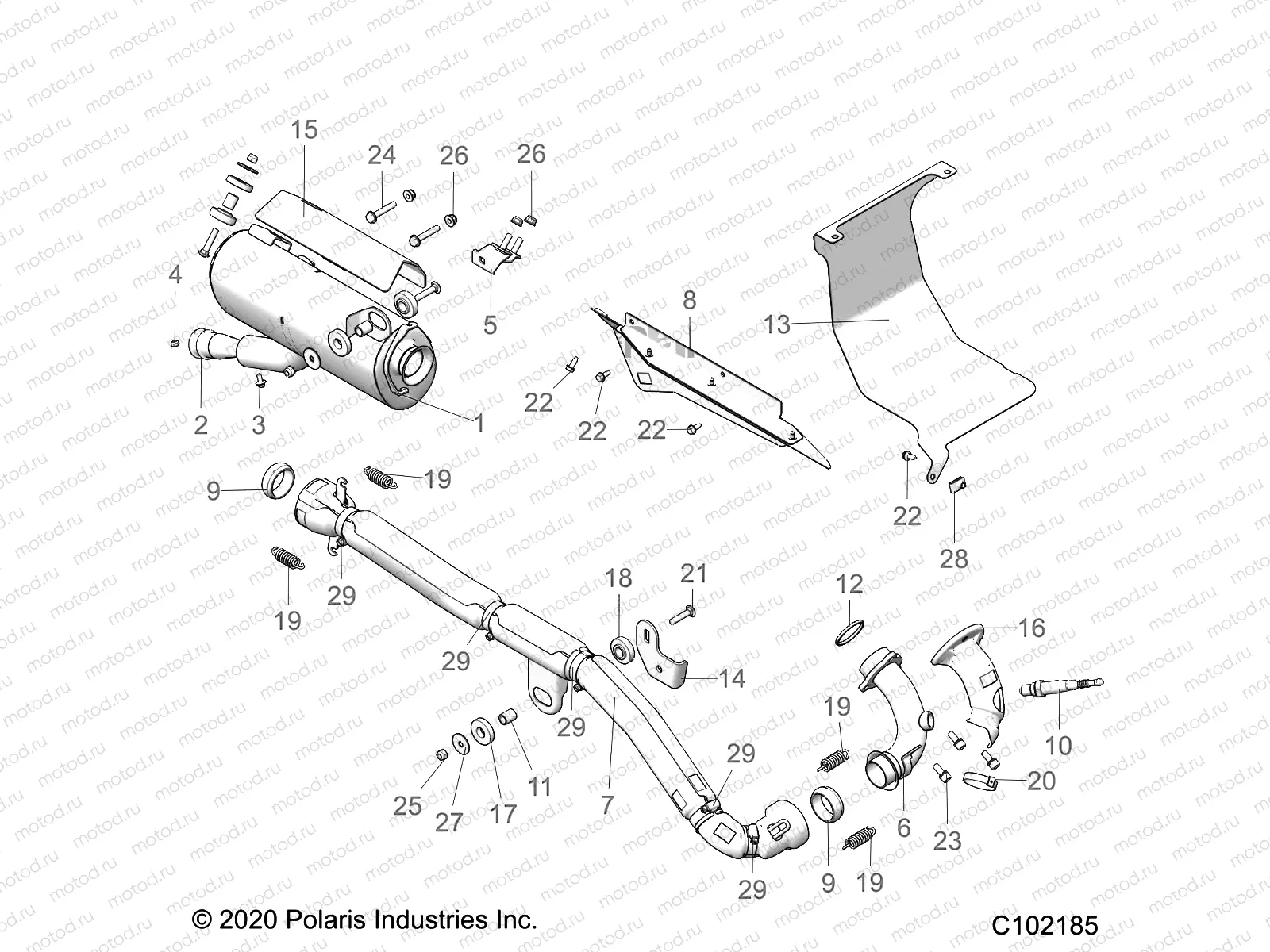 ENGINE | ENGINE, EXHAUST - A20SDE57F1/S57C5 (C102185)