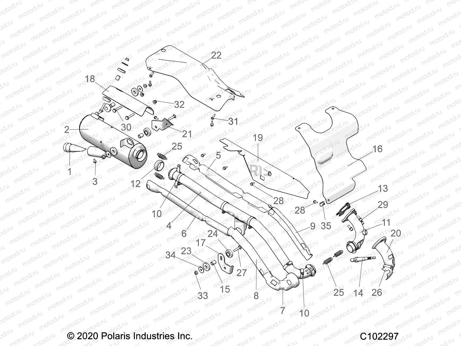 ENGINE | ENGINE, EXHAUST - A21SEE57F1/F57C1/F1/S57C1/C2/C5/C9/CK/F1/F2/FK (C102297)