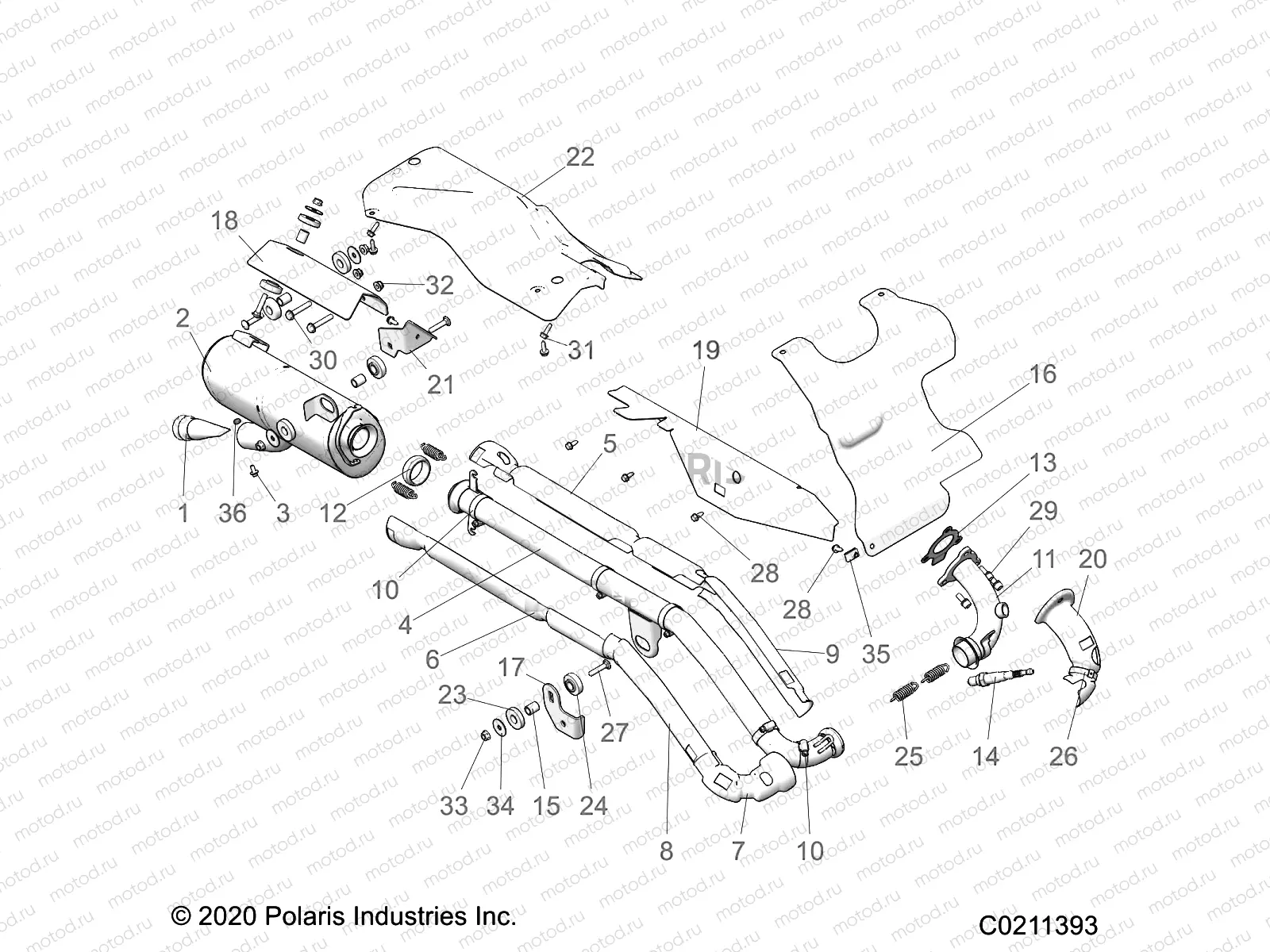 ENGINE | ENGINE, EXHAUST - A23SEA57F1/T57C1/C2/F1 (C0211393)
