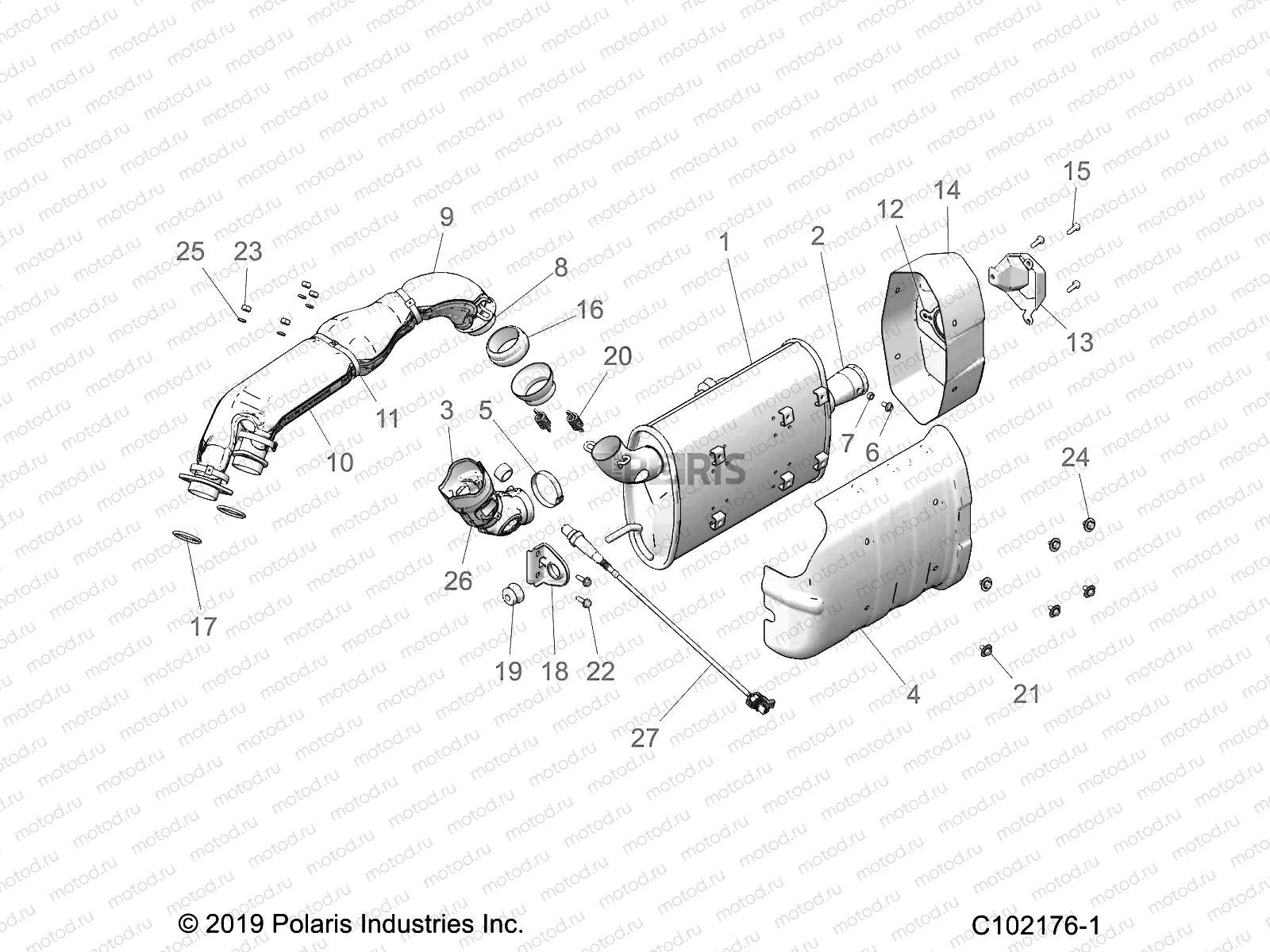 ENGINE | ENGINE, EXHAUST - A23SLE95FK/S95CK/S95FK (C102176-1)