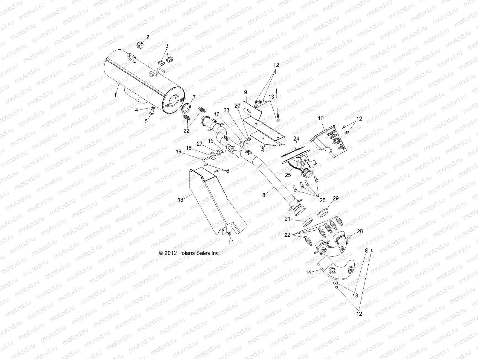 ENGINE | ENGINE, EXHAUST - R13TH76/7E (49RGREXHAUST13CREW)