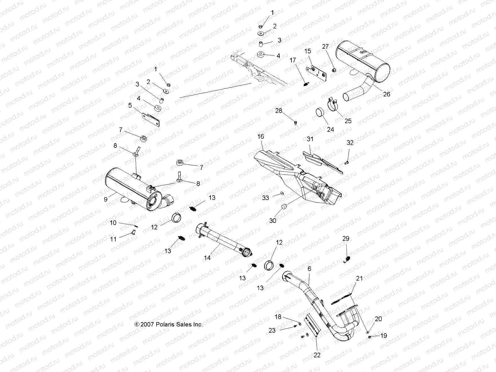 ENGINE | ENGINE, EXHAUST SYSTEM, DUAL - A09MN76AX/AZ (49ATVEXHAUST08SP800EFI)