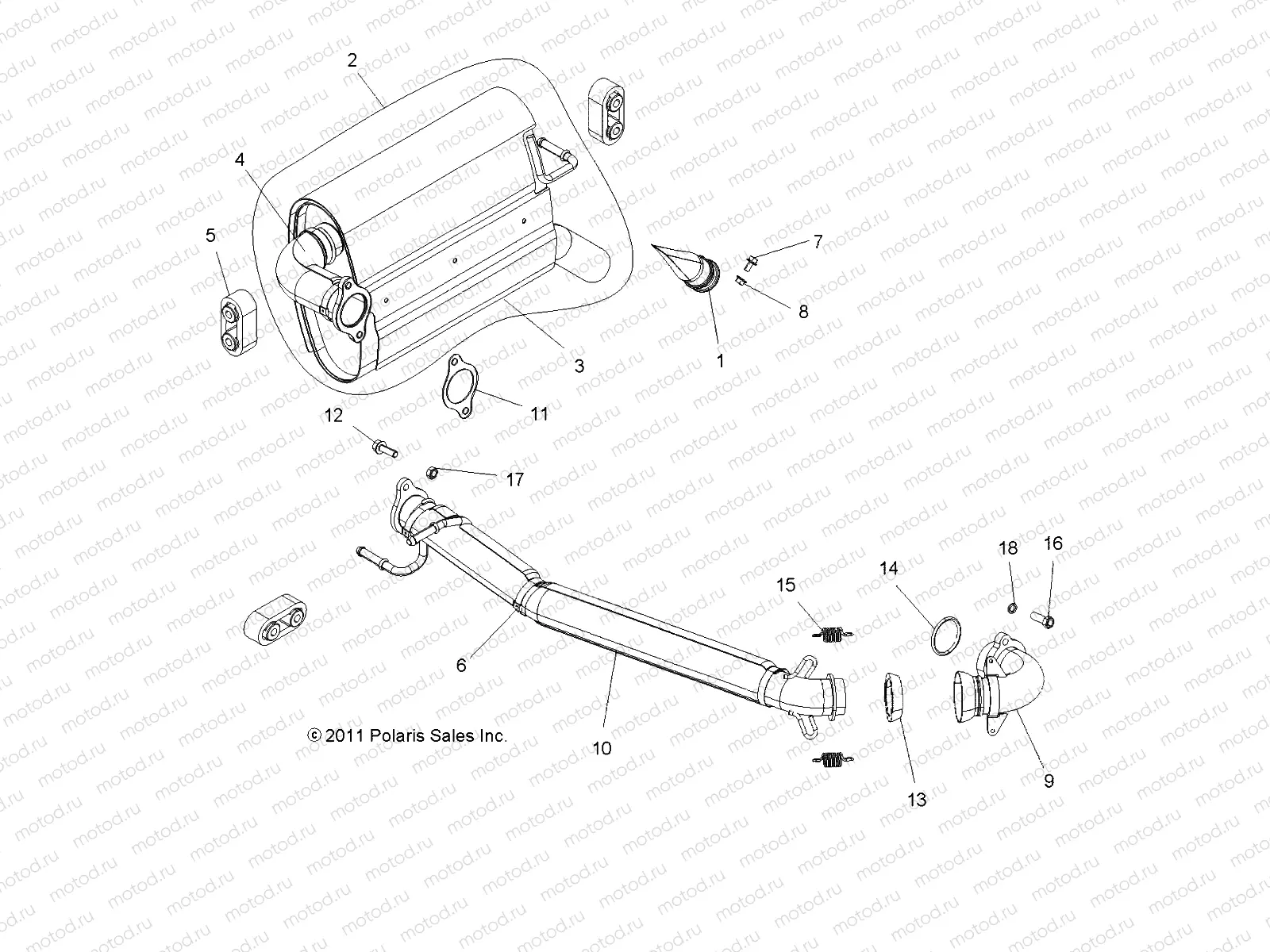ENGINE | ENGINE, EXHAUST SYSTEM - R12VH57AD (49RGREXHAUST12RZR570)