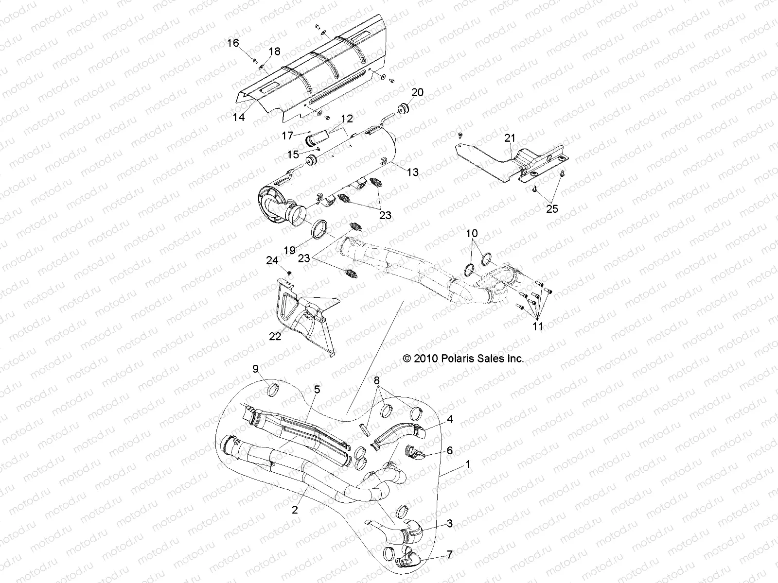 ENGINE | ENGINE, EXHAUST SYSTEM - R13XT9EFX (49RGREXHAUST11RZR875)