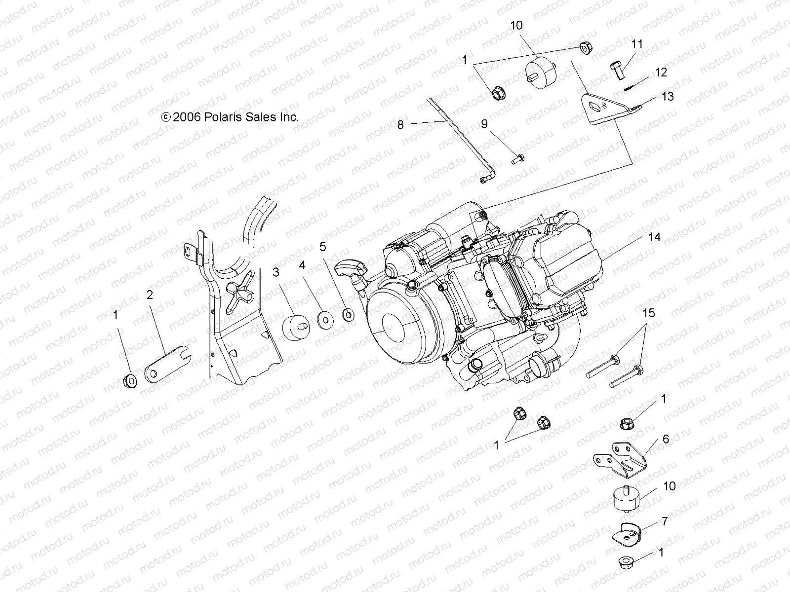 ENGINE | ENGINE, MOUNTING - A07MH50FC (49ATVENGINE500EFI)
