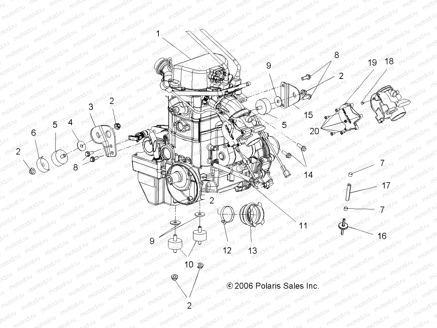 ENGINE | ENGINE, MOUNTING - A07MH76FA (49ATVENGINE800EFI)