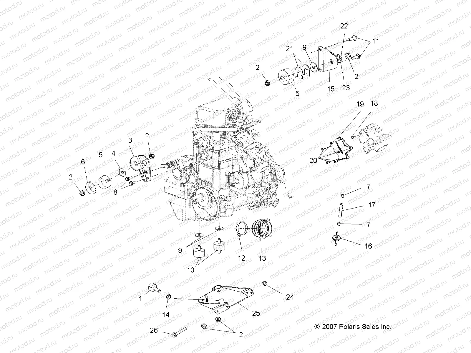 ENGINE | ENGINE, MOUNTING - A08DN76FC (49ATVENGINEMTG08SPTRG800)
