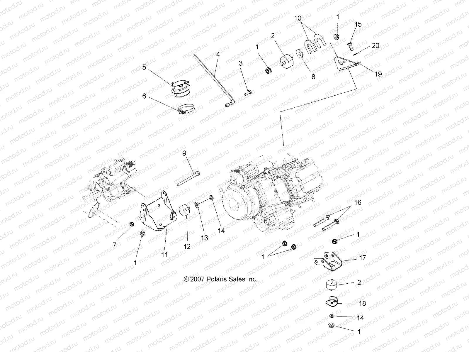 ENGINE | ENGINE, MOUNTING - A09DN50AB/AZ (49ATVENGINEMTG09SPTRG500)