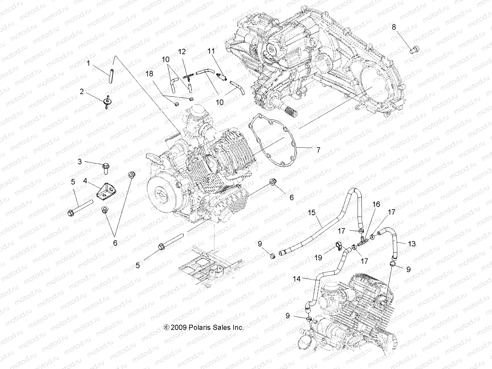 ENGINE | ENGINE, MOUNTING - A09LB27AA (49ATVENGINEMTG10HAWK)
