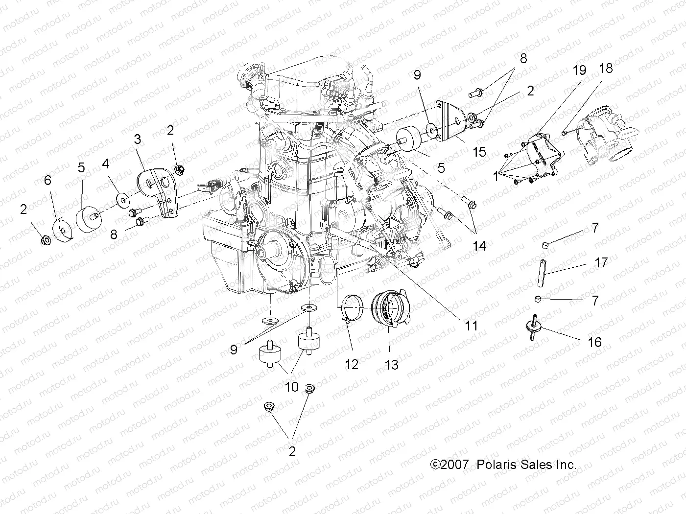 ENGINE | ENGINE, MOUNTING - A09MN76AX/AZ (49ATVENGINEMTG08SP800EFI)