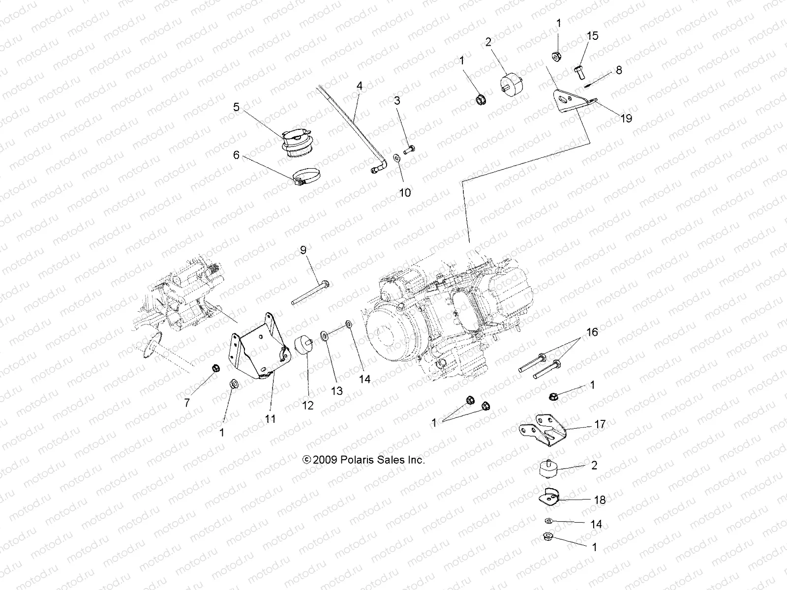 ENGINE | ENGINE, MOUNTING - A10DH50AX/AZ (49ATVENGINEMTG10SP500TRG)