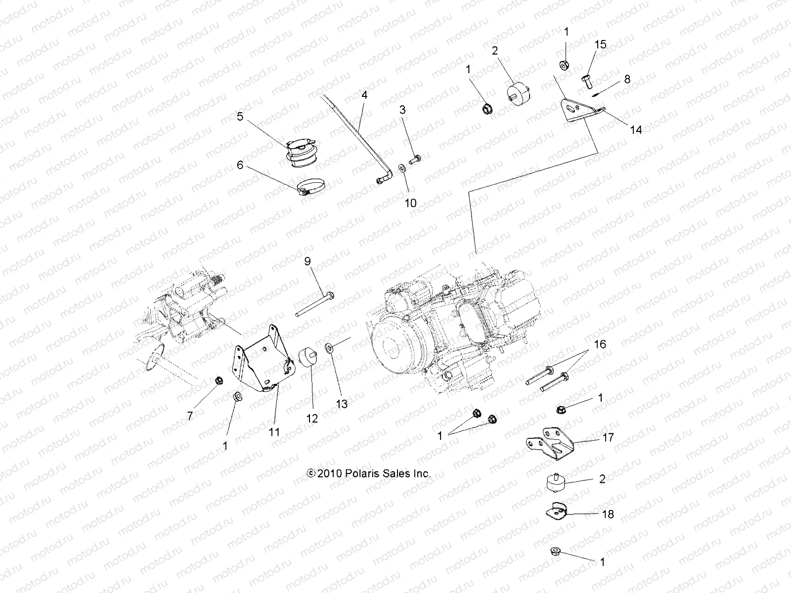 ENGINE | ENGINE, MOUNTING - A12DH50AX/AZ (49ATVENGINEMTG11SP500TRG)