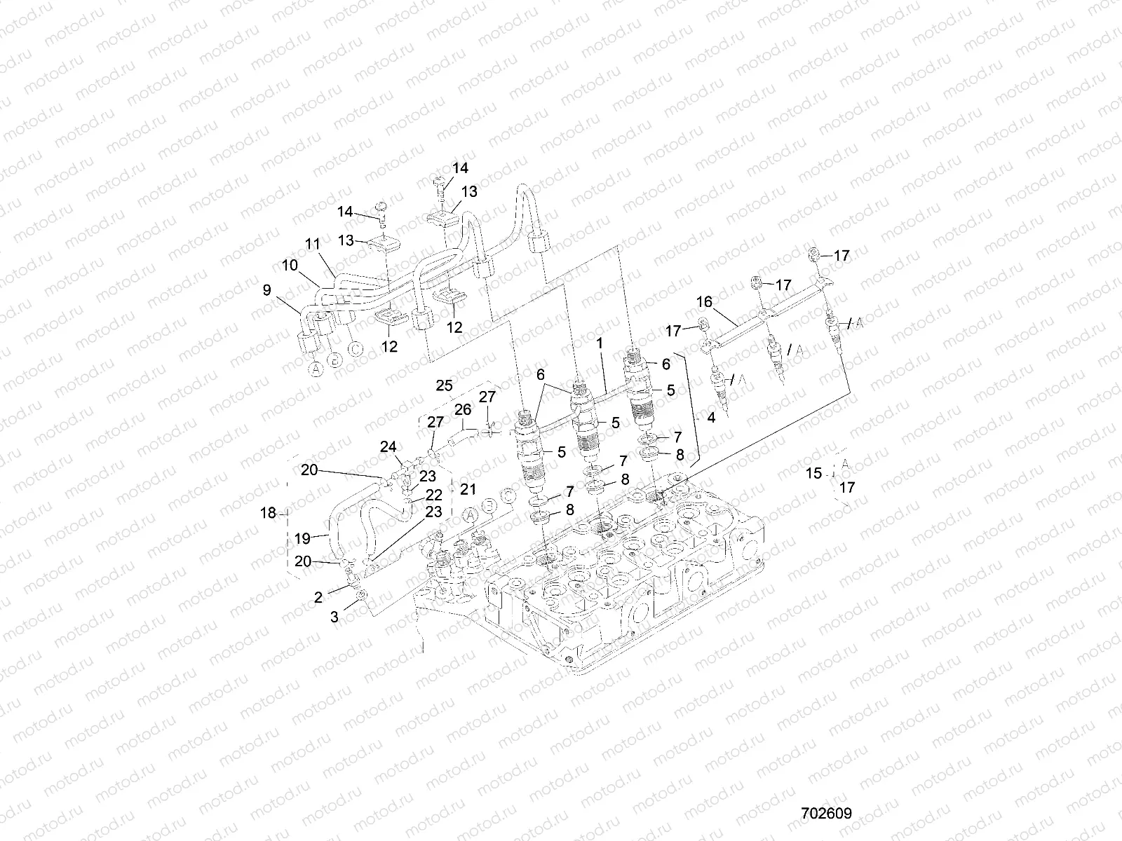 ENGINE | ENGINE, NOZZLE HOLDER AND GLOW PLUG - D19BEPD4B4 (702609)