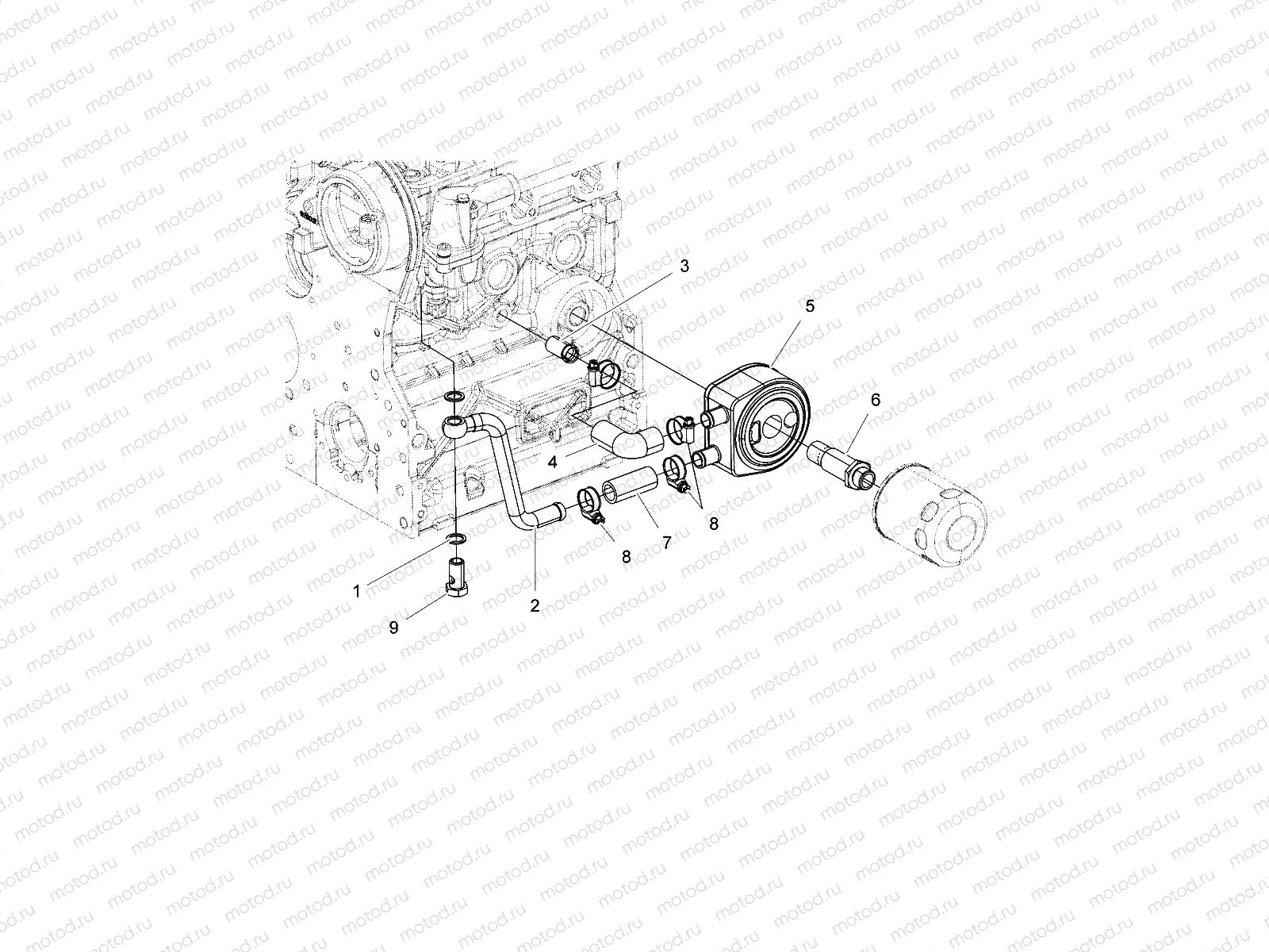 ENGINE | ENGINE, OIL COOLING SYSTEM - D18B3/4PD1AJ (49BRUTUSOILCOOL15DSL)