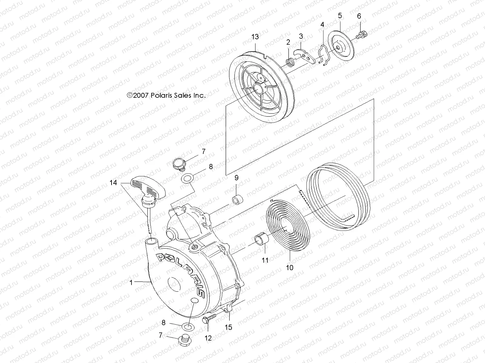ENGINE | ENGINE, RECOIL STARTER - A08BG50FA (49ATVRECOIL08SCRAM)