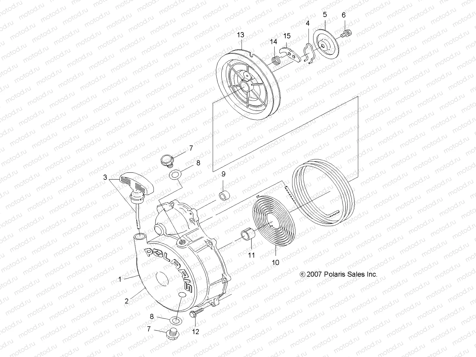 ENGINE | ENGINE, RECOIL STARTER - A08LH46AQ/AX/AZ (49ATVRECOIL08SP500)