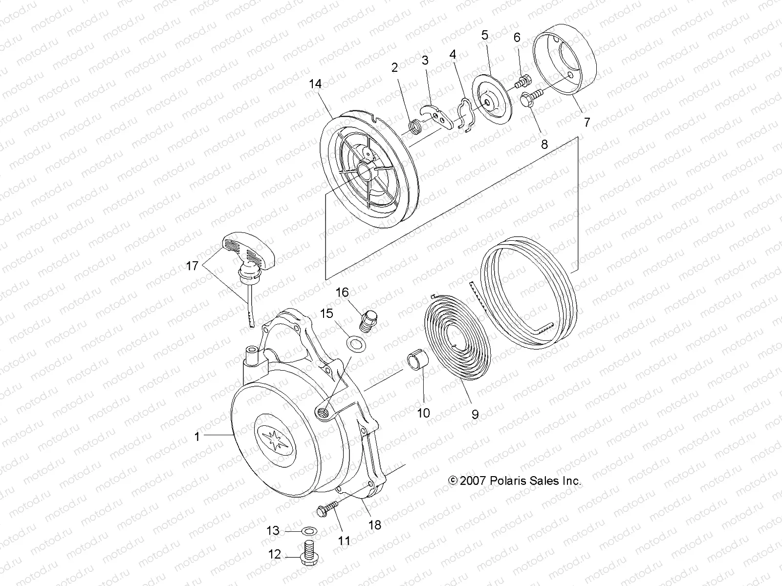 ENGINE | ENGINE, RECOIL STARTER - A09LH27AX/AZ (49ATVRECOIL08SP300)