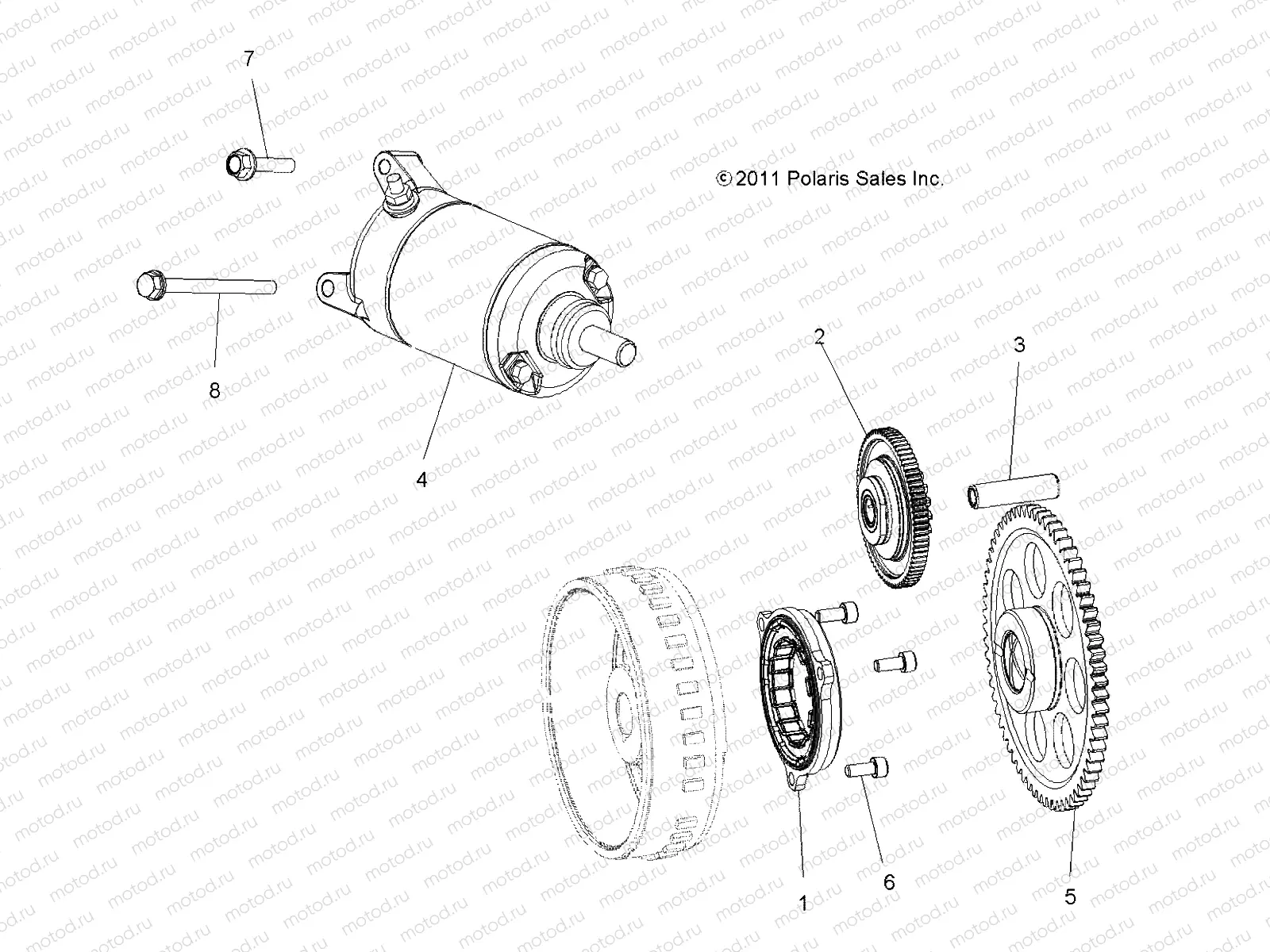 ENGINE | ENGINE, STARTER DRIVE - R13VH57FX (49RGRSTARTINGMTR12RZR570)