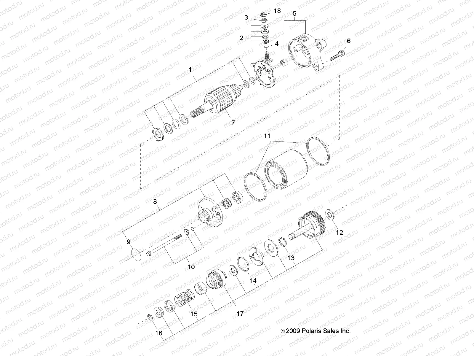 ENGINE | ENGINE, STARTING MOTOR - R13WH50AG/AH/AR/AX (49RGRSTARTINGMTR105004X4)