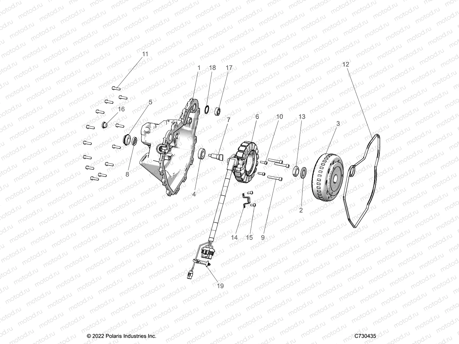 ENGINE | ENGINE, STATOR and FLYWHEEL - D22M2A57B4/G57B4 (C730435)