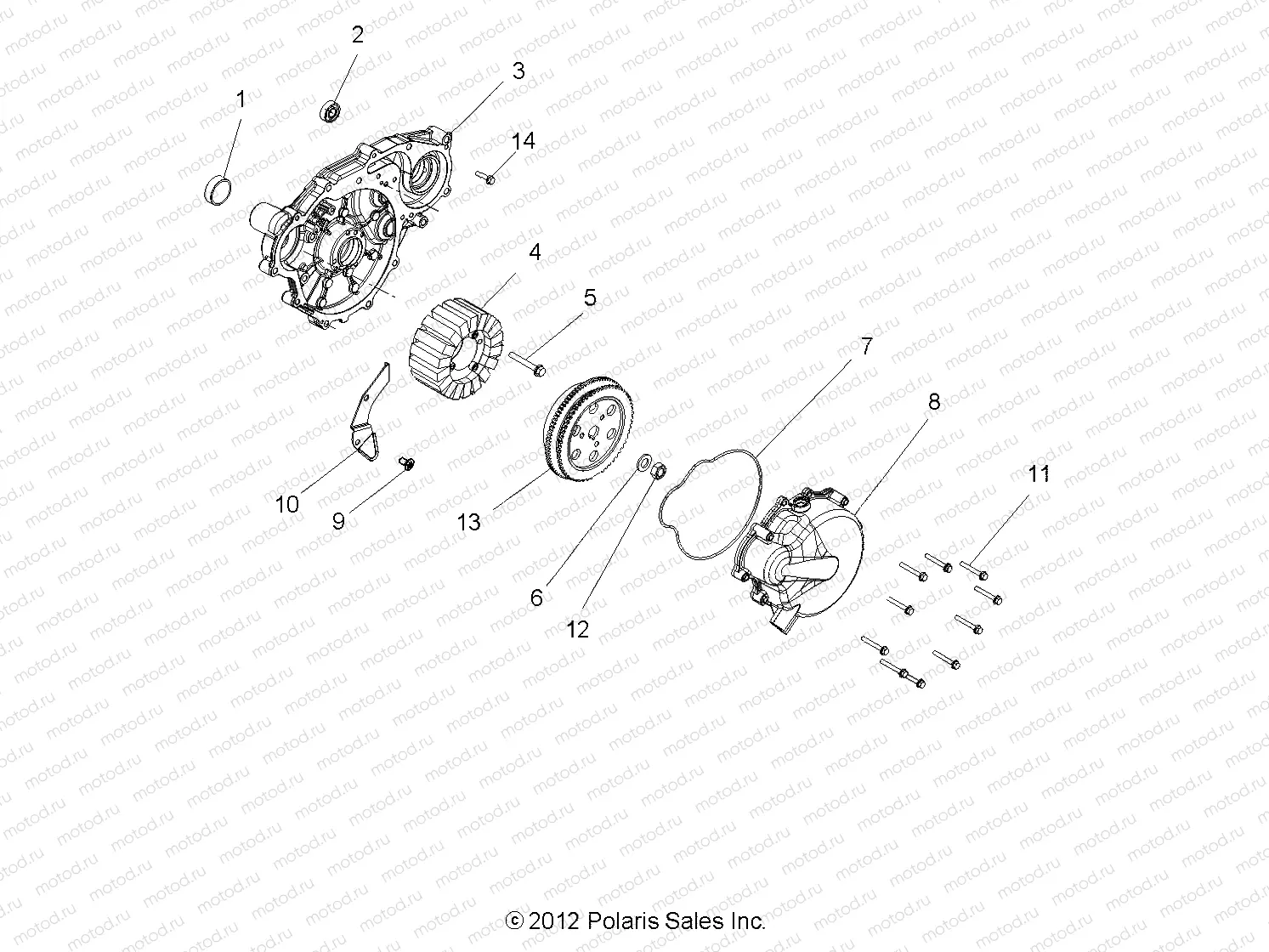 ENGINE | ENGINE, STATOR and FLYWHEEL - R13XE76AD/EAI (49RGRMAGNETOCVR013RZR)