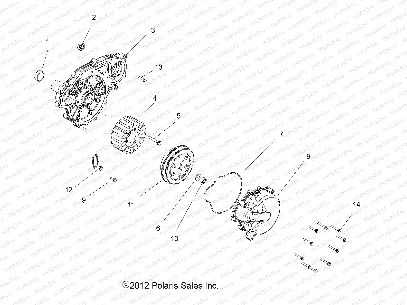 ENGINE | ENGINE, STATOR and FLYWHEEL - R14HR76AA/AJ (49RGRSTATOR136X6)