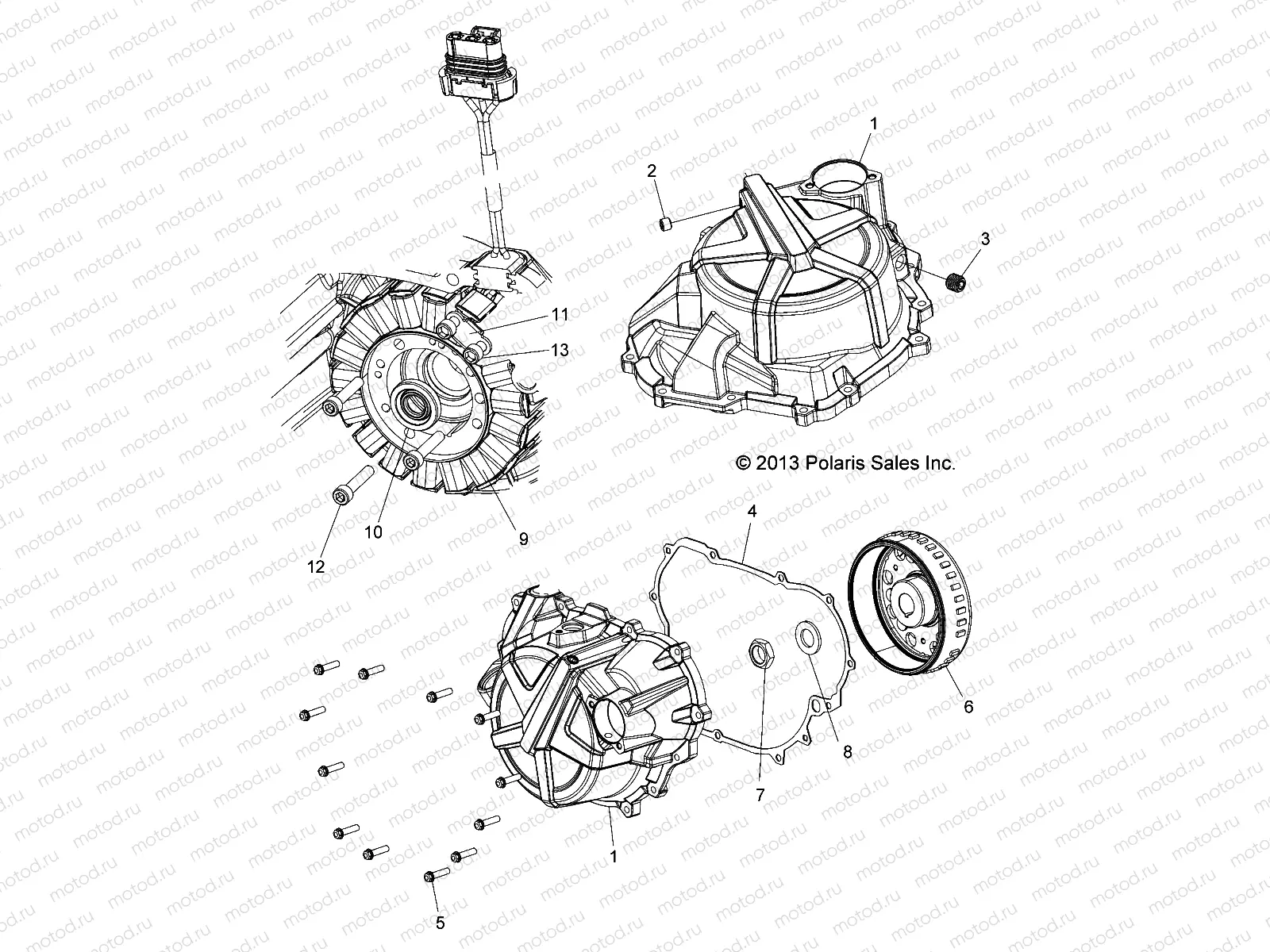 ENGINE | ENGINE, STATOR COVER AND FLYWHEEL - A14BH33AJ (49ATVFLYWHEEL14SP325)