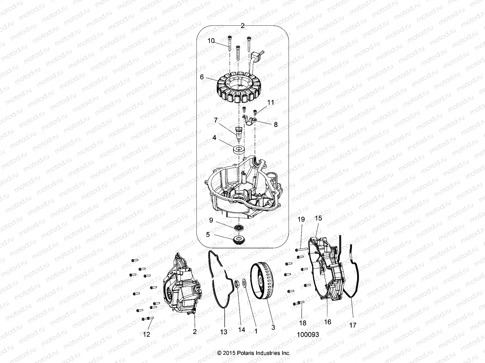 ENGINE | ENGINE, STATOR COVER and FLYWHEEL - A19SDA57R1/SDE57R1 (100093)