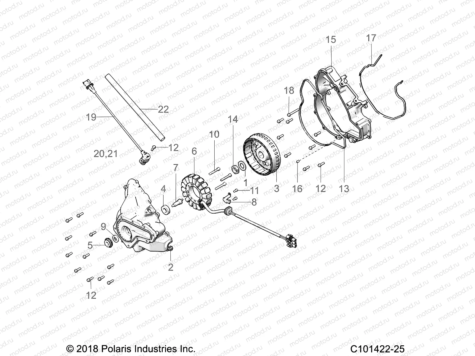 ENGINE | ENGINE, STATOR COVER and FLYWHEEL - A19SWS57C1/C2 (C101422-25)