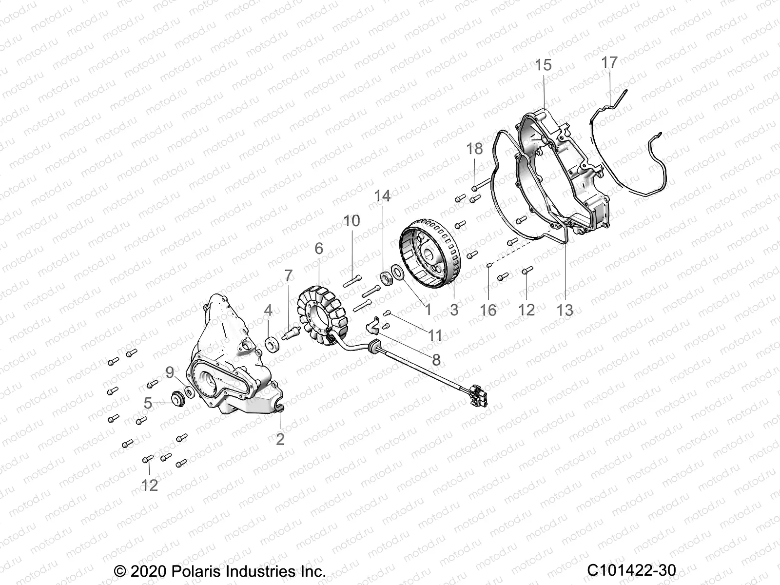 ENGINE | ENGINE, STATOR COVER and FLYWHEEL - A20S6E57A1/3A1 (C101422-30)