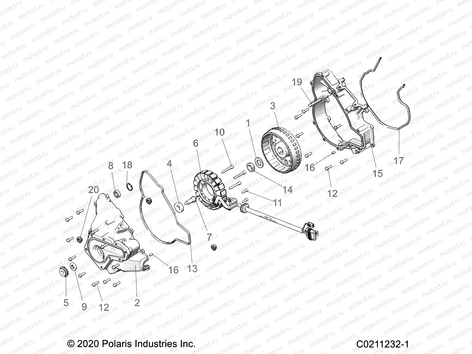 ENGINE | ENGINE, STATOR COVER and FLYWHEEL - A21SEA50A1/A5/CA1/CA5 (C0211232-1)