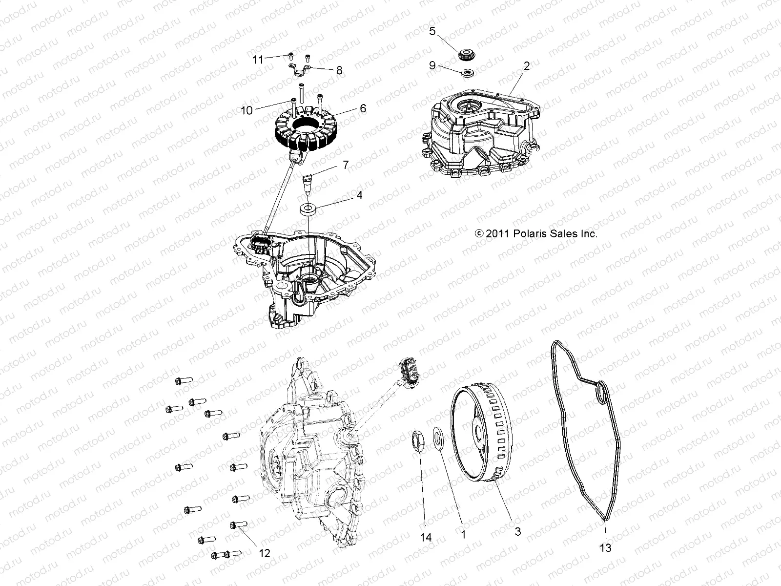 ENGINE | ENGINE, STATOR COVER and FLYWHEEL - R13VH57AD/6EAK (49RGRFLYWHEELCVR12RZR570)
